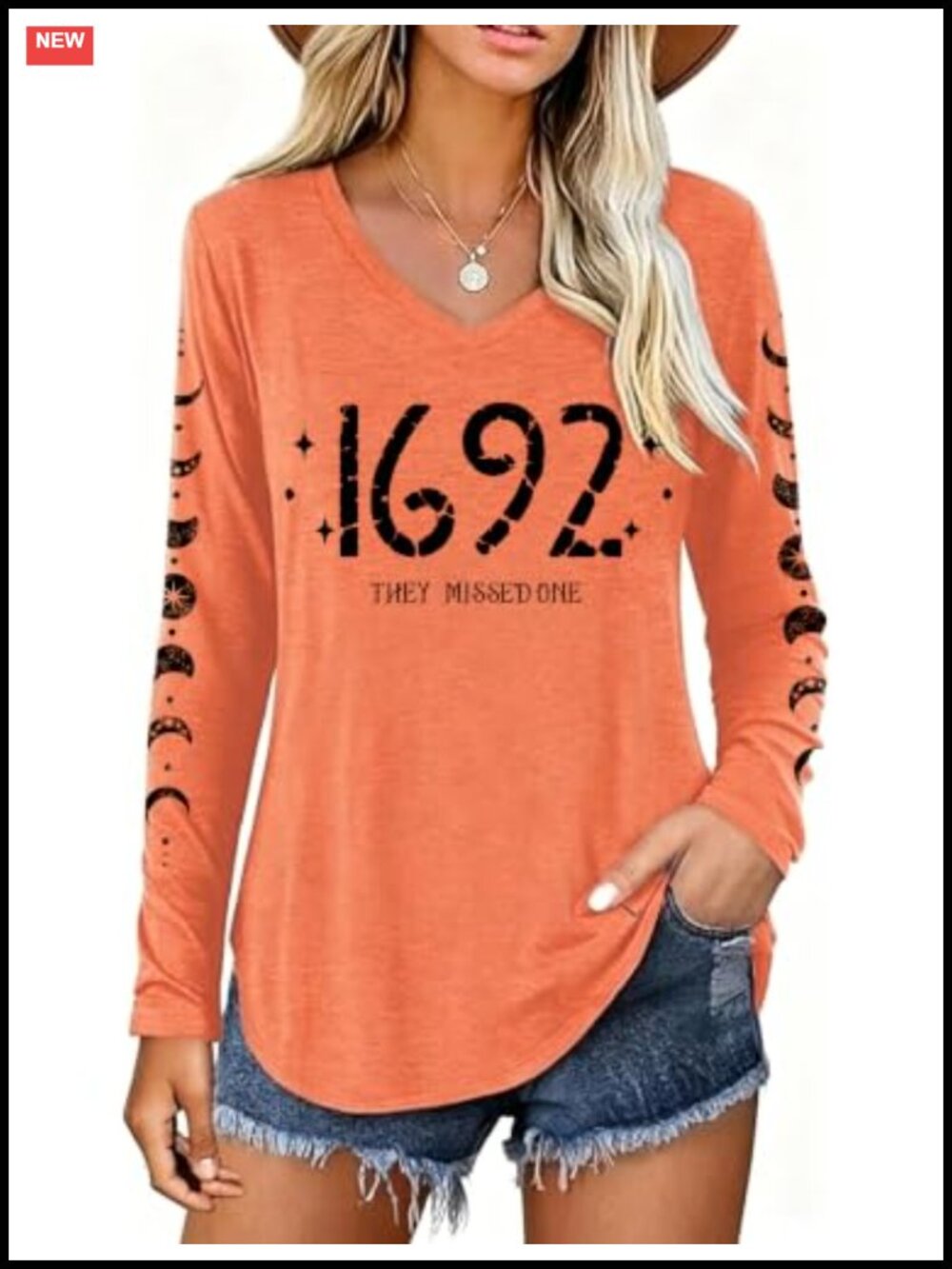 Women's Halloween V-Neck Graphic Tee Long Sleeve Spooky Season T-Shirt